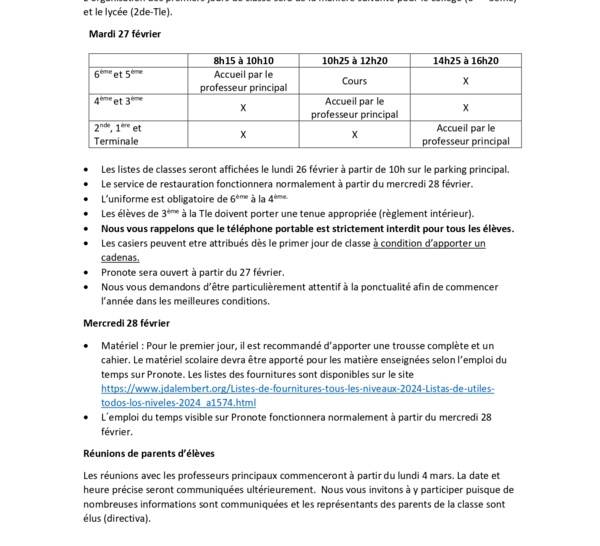 Information Rentrée 2024