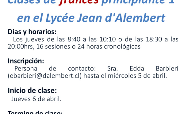 CURSOS DE FRANCES PRINCIPIANTE PARA PADRES Y APODERADOS