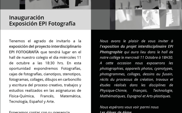 Spéciale invitation des 4èmes: Vernissage EPI Photographie