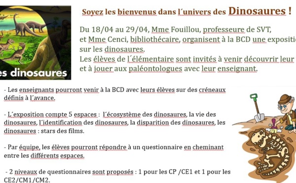 Dinosaures du 18 au 22 Avril en BCD