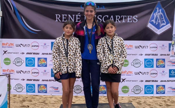 Les élèves Julieta Ríos, Matilde Huerta et Eloísa Huerta, Championnes au 1er tournoi Scolaire de Beach Tennis
