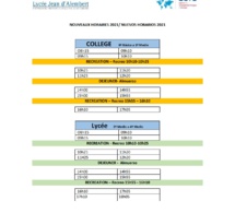 HORAIRES DU SECONDAIRE 2021