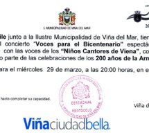 Invitación al concierto "Voces para el Bicentenario" por la Armada de Chile