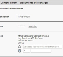 PRN: Completar la ficha de contacto Apoderados / Renseigner la fiche contact Parents