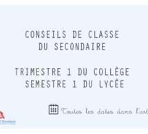 Conseils de classe du Trimestre/Semestre 1 : Collège et Lycée