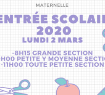 Information Rentrée scolaire 2020: MATERNELLE