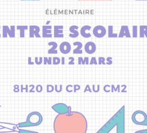 Information Rentrée scolaire 2020: ÉLÉMENTAIRE