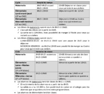 Horario 2023 Élémentaire
