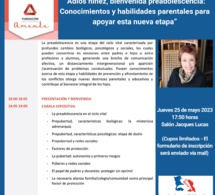 Charla: "Adiós niñez, bienvenida pre adolescencia: conocimientos y habilidades parentales para apoyar esta nueva etapa", impartida por la Dra. Amanda Céspedes.