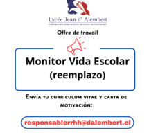 LJDA recrute Monitor Vida Escolar (reemplazo)