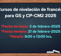 Horarios y útiles Cursos de Nivelación Francés Verano 2025