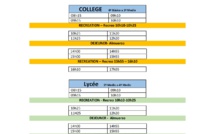 HORAIRES DU SECONDAIRE 2021