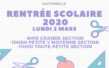 Information Rentrée scolaire 2020: MATERNELLE