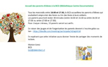 Accueil des parents d’élèves à la BCD (Bibliothèque Centre Documentaire)