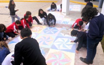 projection de figures géométriques à la craie projection de figures géométriques à la craie